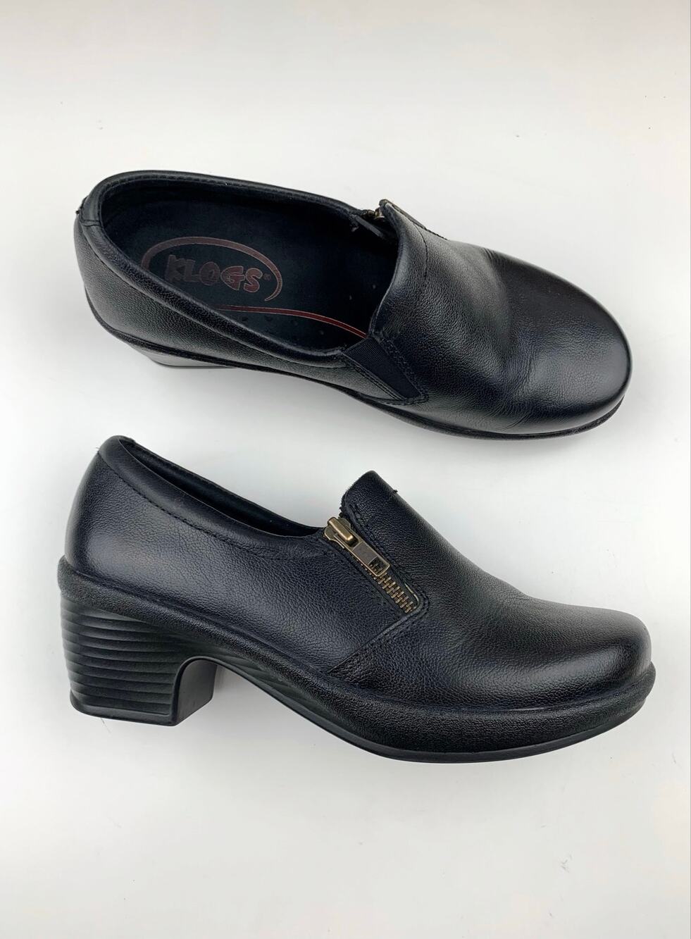 Klogs Clogs Black Leather Slip On Comfort Shoes Women's 8
